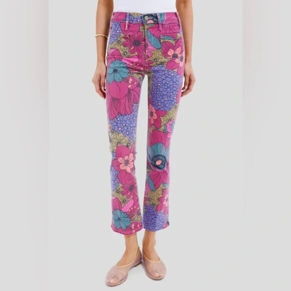 MOTHER Floral Ankle Jeans - Pink and Blue - Picture 1 of 7